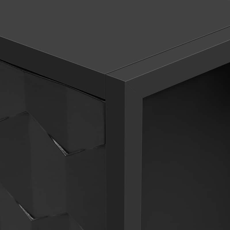 Luxurious Four-Door Sideboard with Honeycomb Pattern and Vintage Metal Handles - 59.60" MDF Cabinet