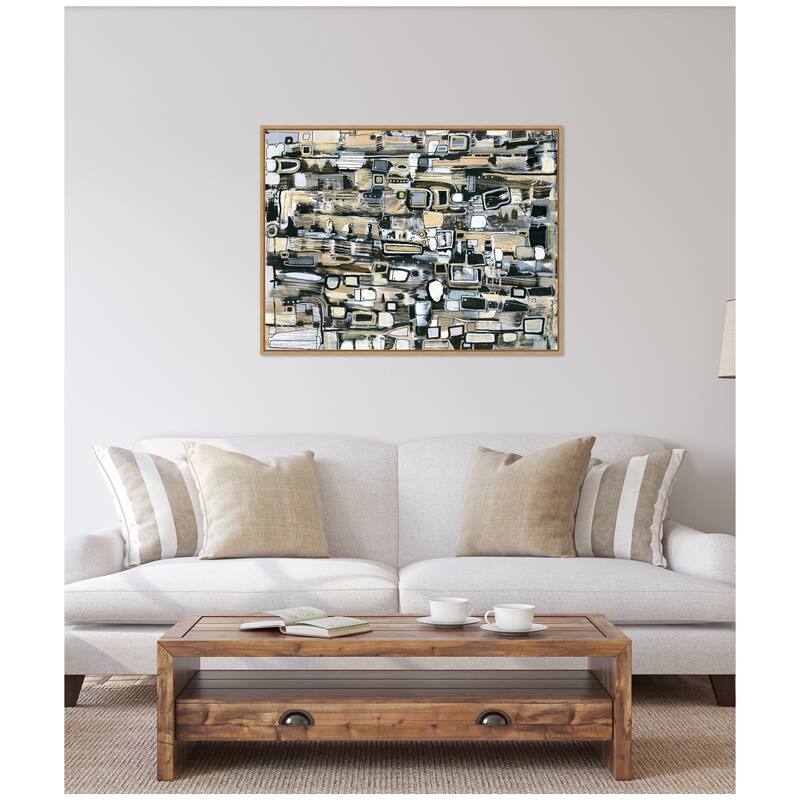 Kate and Laurel Sylvie Snowfall Horizontal Framed Canvas by Leah Nadeau