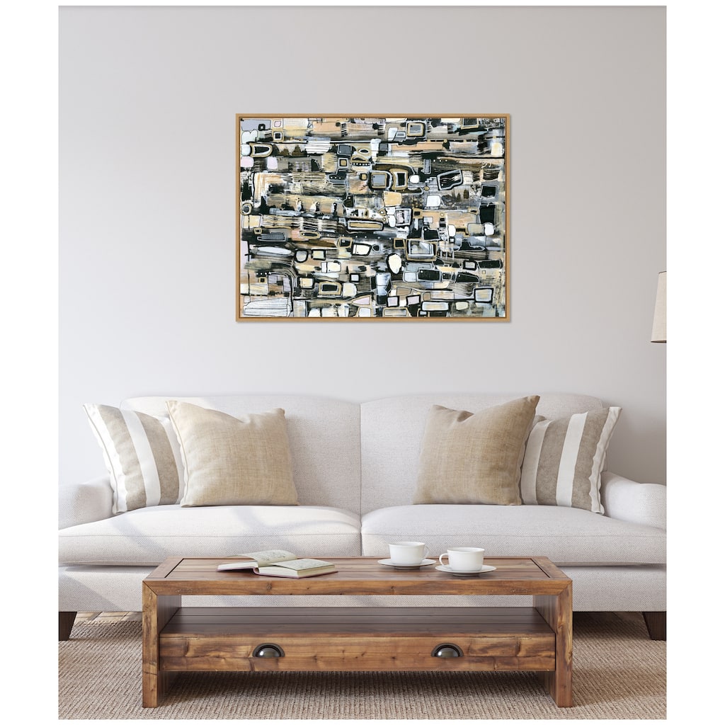 Kate and Laurel Sylvie Snowfall Horizontal Framed Canvas by Leah Nadeau