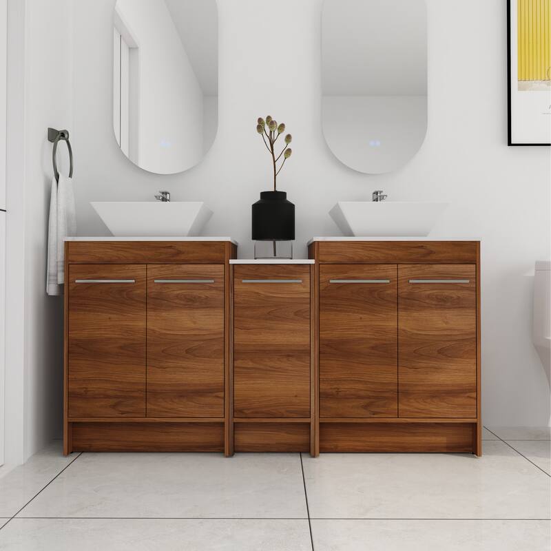 ARTCHIRLY 24/36/48/60 Inch Bathroom Vanity with Sink, Freestanding Bathroom Vanity with Soft Close Door and Shelf