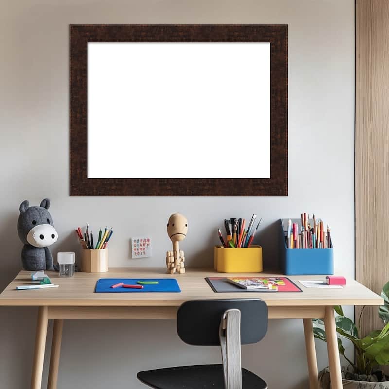 Amanti Art William Mottled Bronze Narrow Framed Dry Erase Magnetic Board