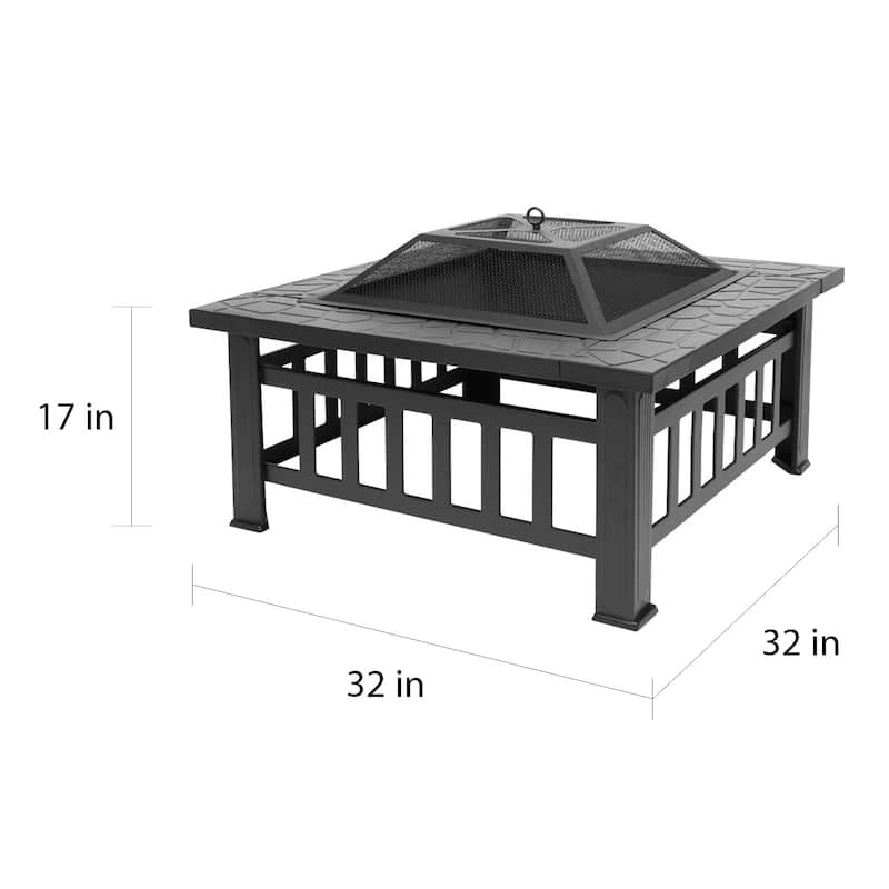 Metal Portable 32-inch Courtyard Fire Pit with Accessories
