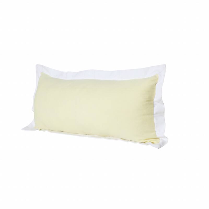 HomeRoots 14" X 36" Light Yellow And White 100% Cotton Geometric Zippered Pillow