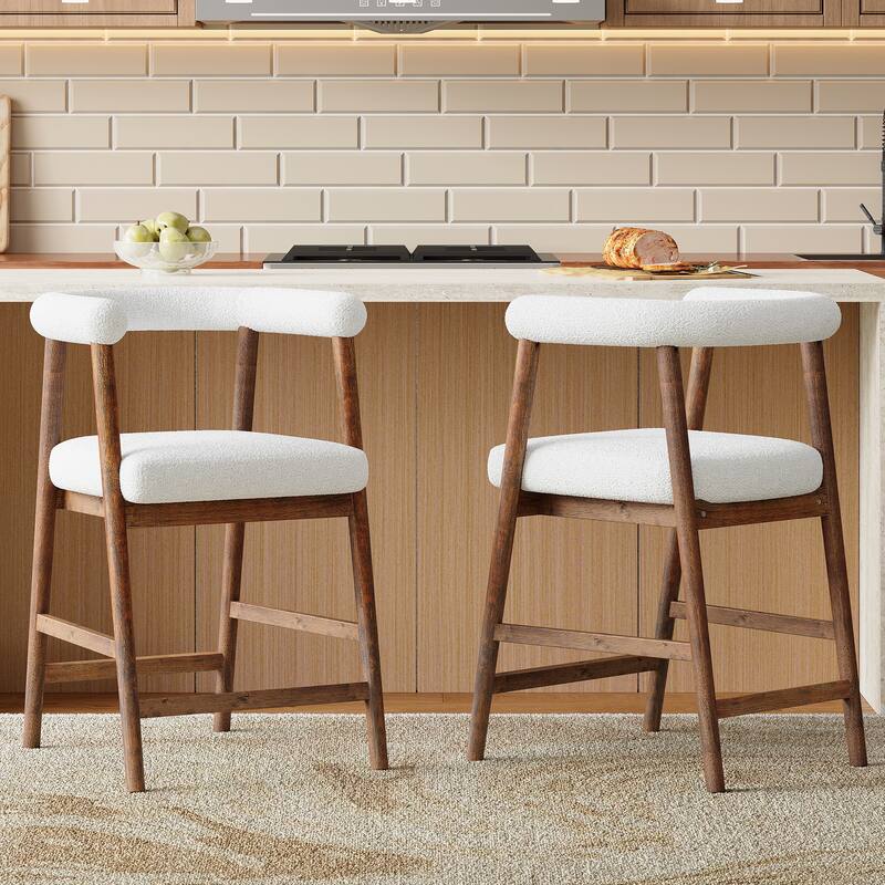 Christopher Knight Home - Modern Wooden Bar Stools with Back - Set of 2 - Walnut
