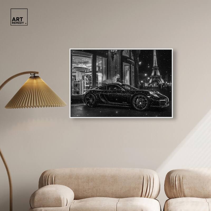 Glistening Cheetah and Car Canvas by Art Remedy