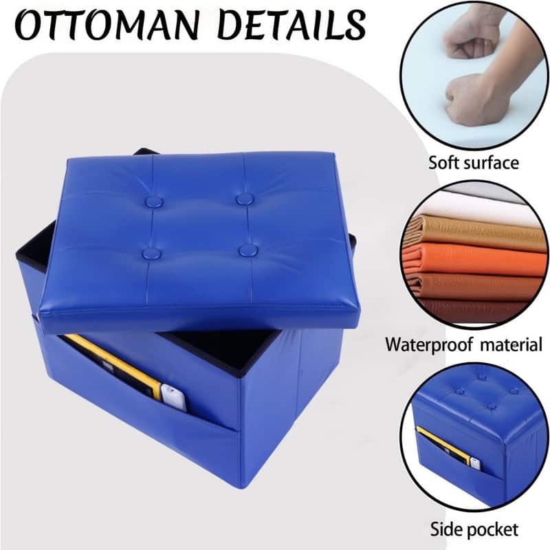 17"Storage Ottoman Folding Footstool