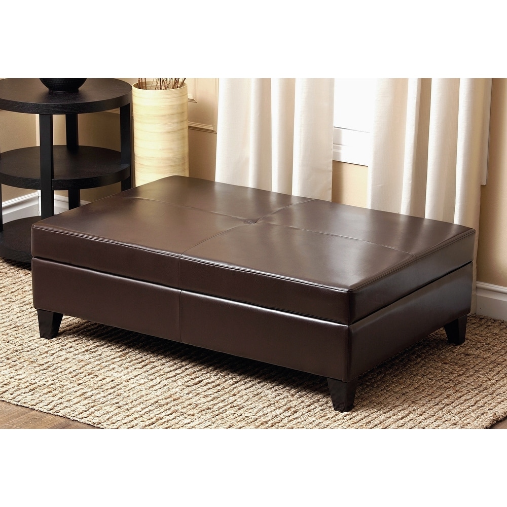 Abbyson frankfurt tufted deals brown leather ottoman