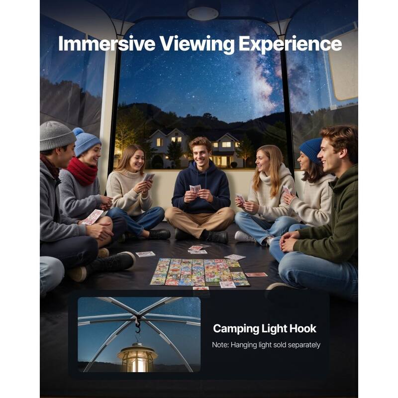 Beige-Clear TPU and Oxford Fabric Pop-Up Bubble Tent with Steel Frame and 540 Degree View