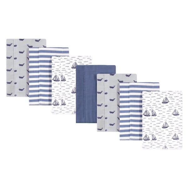 slide 1 of 1, Hudson Baby Infant Boy Cotton Flannel Burp Cloths 7pk, Sailboat, One Size - Sailboat - One Size One Size - Sailboat