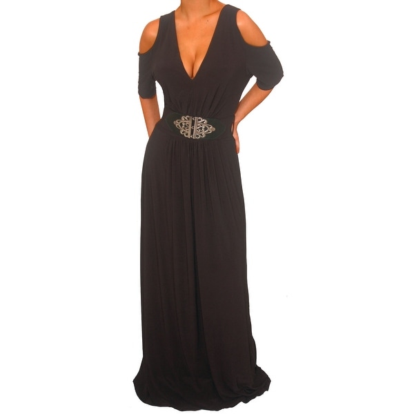 Funfash Plus Size Gothic Black Open Shoulders Womens Long Maxi Dress