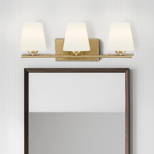 slide 2 of 7, Hunter Fauna Grove 3-Light Bathroom Vanity Light - Modern, Transitional Alturas Gold