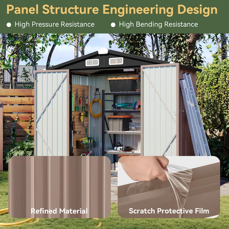 AOXUN Outdoor Storage Shed with Lockable Doors and Air Vents for Garden
