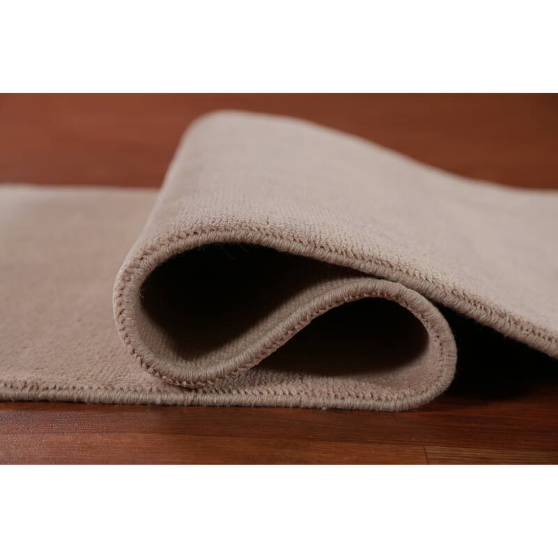 Hand Knotted Oriental 100% Wool Carpet Modern Solid Beige & Ivories Gabbeh Runner Rug - 10' 6'' X 3' 0''