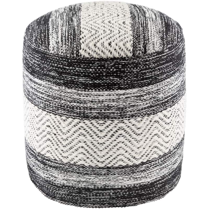 Surya Nessa Woven Heathered Stripe 16-inch Cylinder Pouf