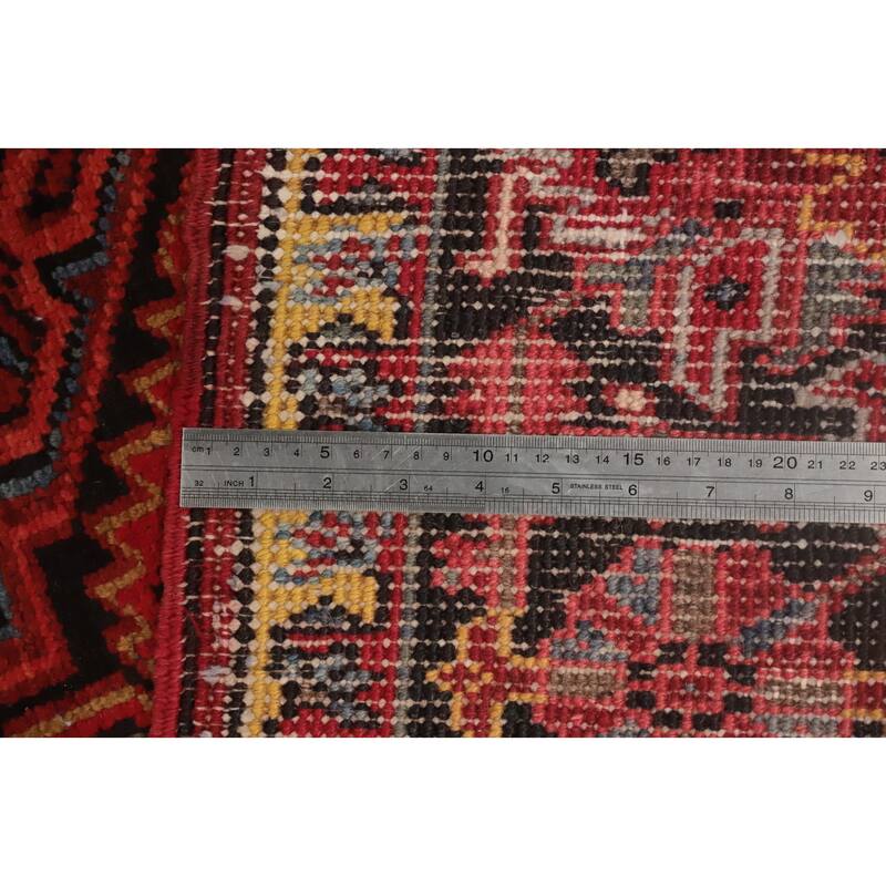 Hand Knotted Oriental 100% Wool Carpet Traditional Medallion Red Heriz Area Rug - 9' 3'' X 6' 9''
