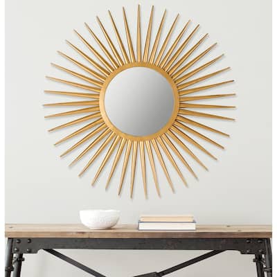 SAFAVIEH Kelsie Flair Gold Sunburst 36-inch Decorative Mirror - 36" x 36" x 1" - 36Wx36Dx1H