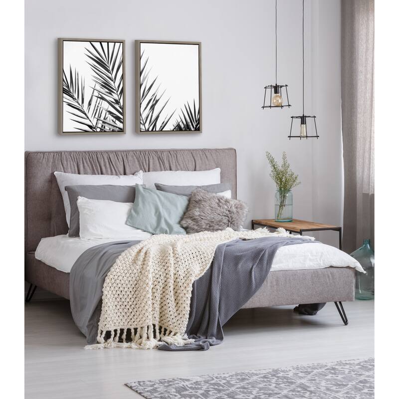 Kate and Laurel Sylvie Palm I and II BW Framed Canvas by Amy Lighthall