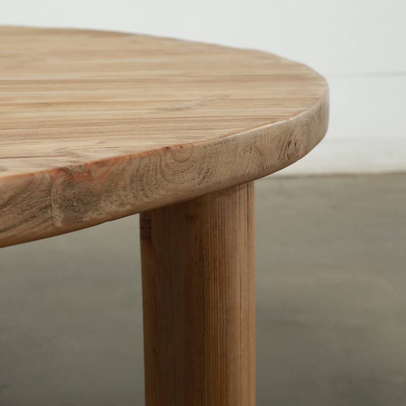 48" Round Coffee Table with Round Legs Weathered Natural