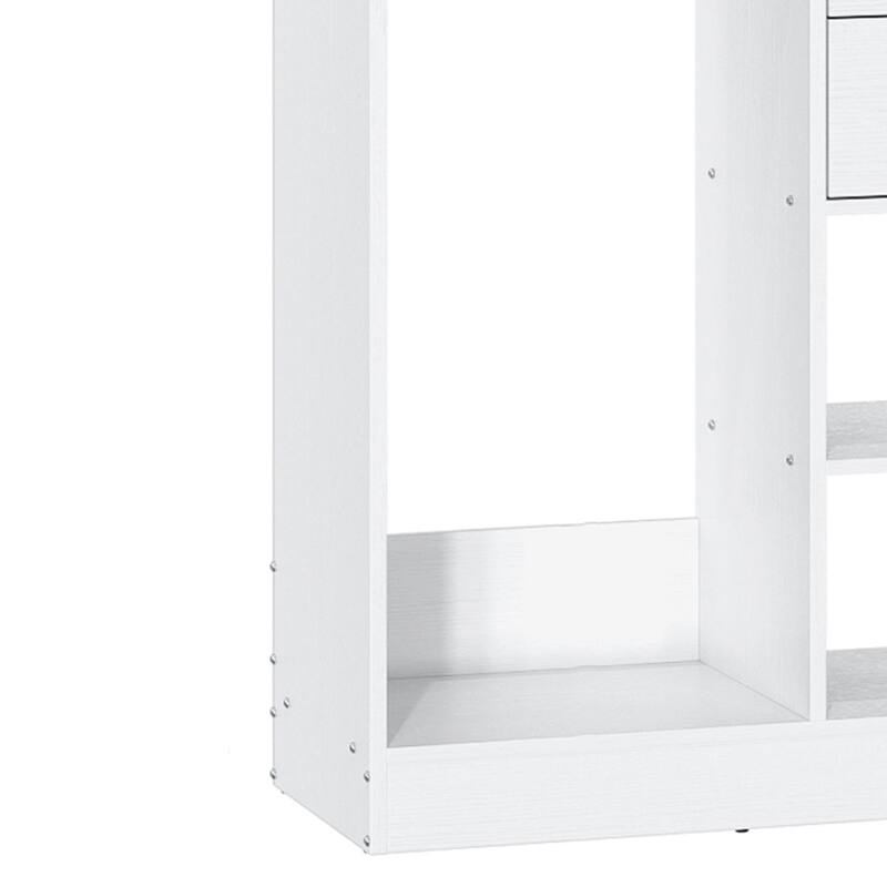 Rackcog Freestanding Closet Organizer with Hanging Rod, Closet System Wardrobe with Wood Drawers