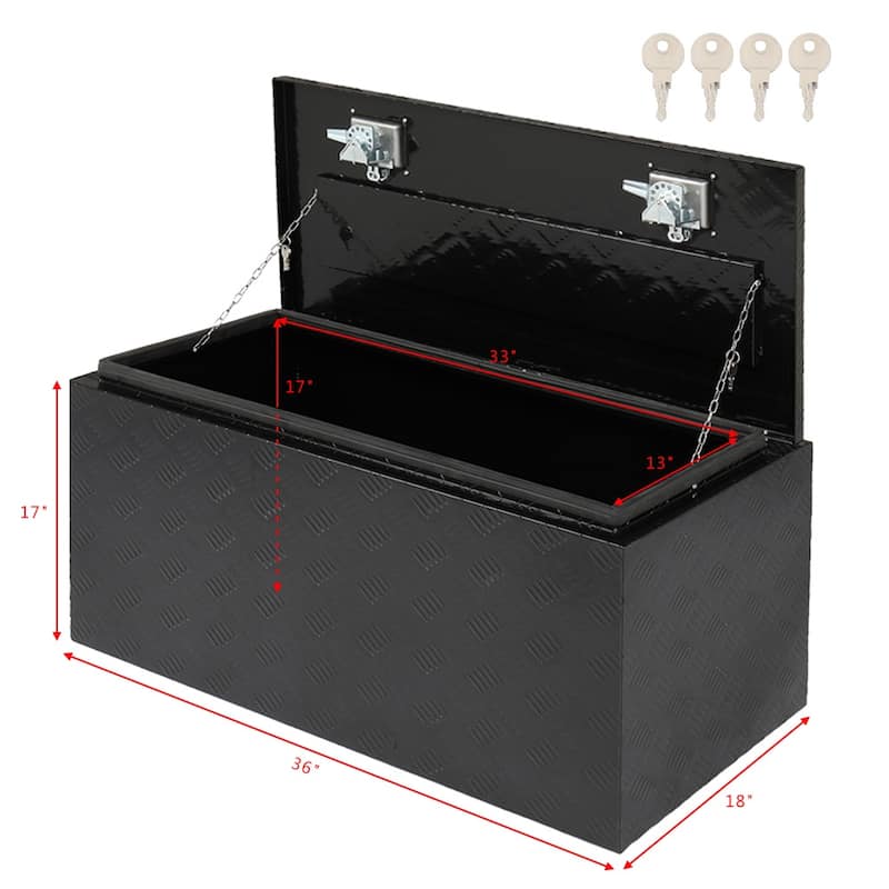 36" Aluminum Under Body Toolbox 5 Bar Tread Black