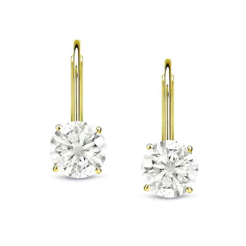 Auriya 1ctw Round Solitaire Diamond Earrings 14k Gold - 5mm (J-K, SI2-SI3) - Yellow