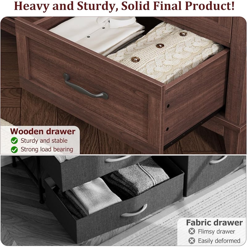 47" Wide 6-Drawer Dresser, Wooden Storage Cabinet