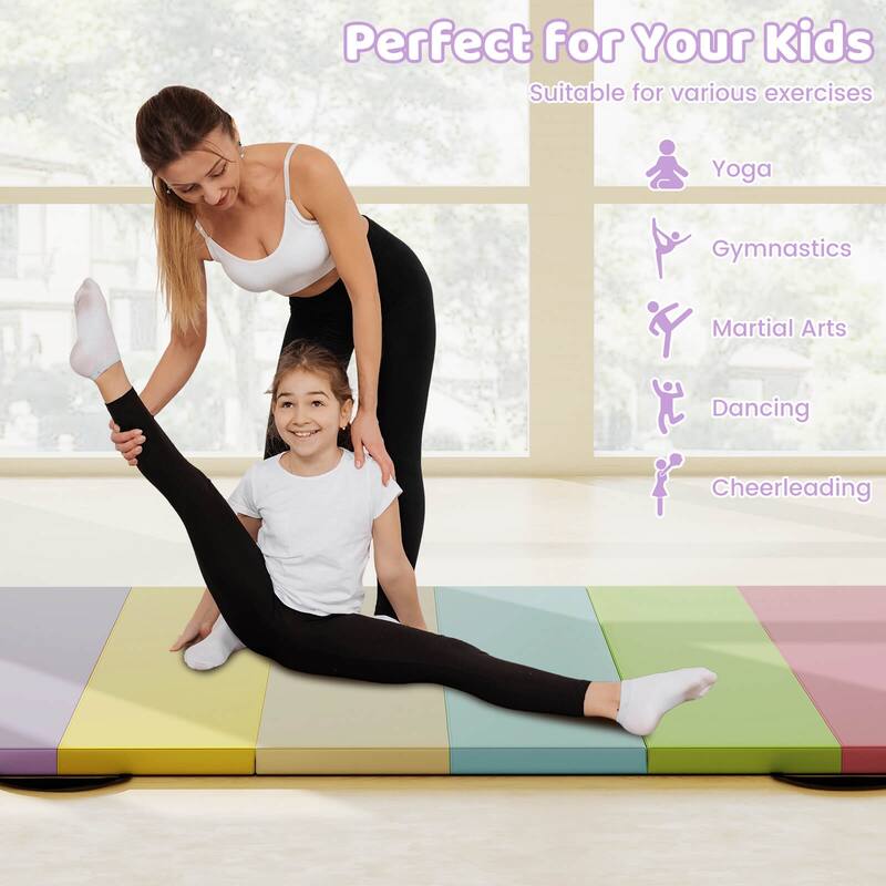 Costway Tri-Folding Gymnastics Mat 6' x 4' Tumbling Mat for Kids with - See Details
