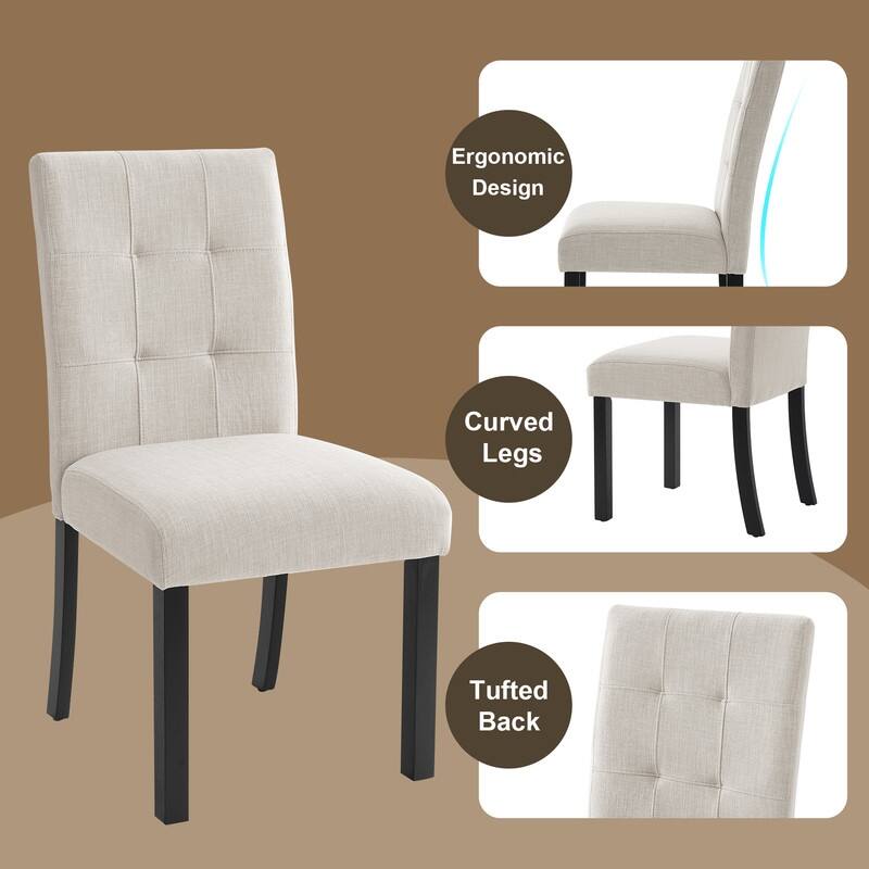 6 Piece Modern Dining Table Set, 63" Faux Marble Dining Table and 4 Upholstered Tufted Dining Chairs