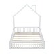 preview thumbnail 5 of 10, Full Size Wood House Platform Bed with Door and Guardrail, Kids Bed