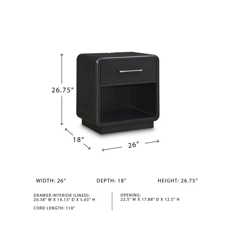 Signature Design by Ashley Rowanbeck Black Nightstand