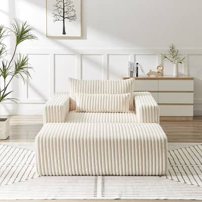 75-Inch Corduroy Removable footrest Sponge Sofa