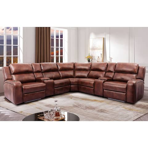 Furniture of America Vancouver Traditional Brown Power Sectional