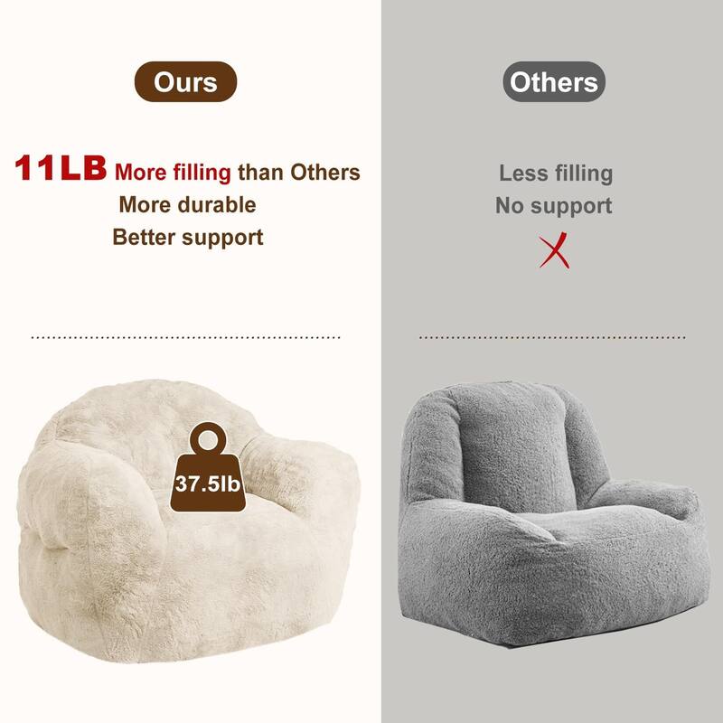 39/51" High-Density Foam Bean Bag Sofa Chair with Armrests