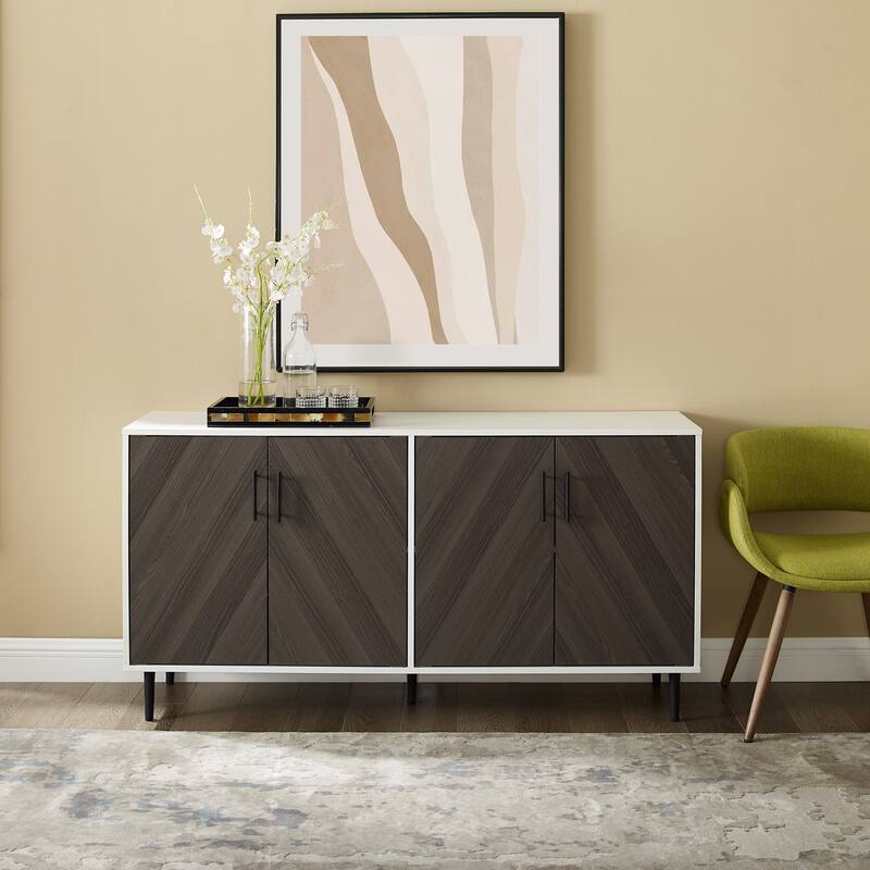Mid-Century Modern Faux-Bookmatch Door Buffet