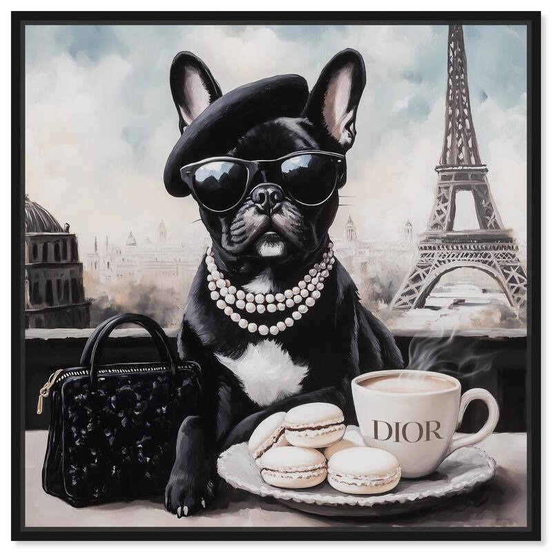 Frenchie in Paris Treats Canvas by Art Remedy - Black - 30" x 30"
