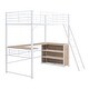 preview thumbnail 31 of 34, Metal Twin Loft Bed with 3-Tier Shelves & L-Shaped Desk - Contemporary Design
