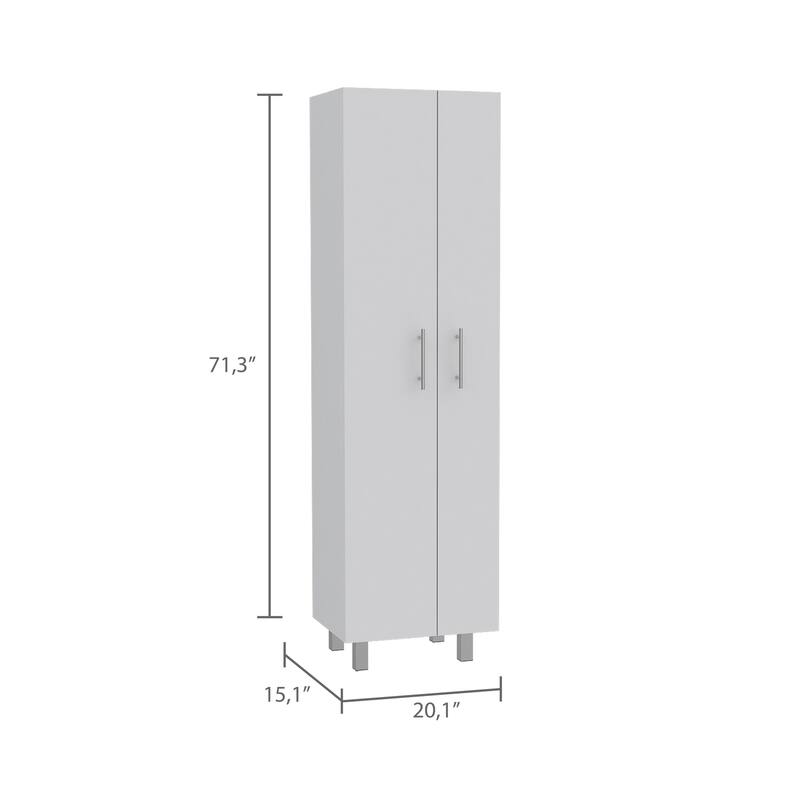 Cleaning Storage Cabinet Tall, Double Door Shelved Cabinet with Metal Handles, 71.3" High
