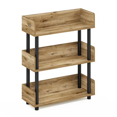 3 Tiers Wood Household Shelving Unit in Oak/Black (23.62 in. W x 29.61 in. H x 9.21 in. D) - 23.62