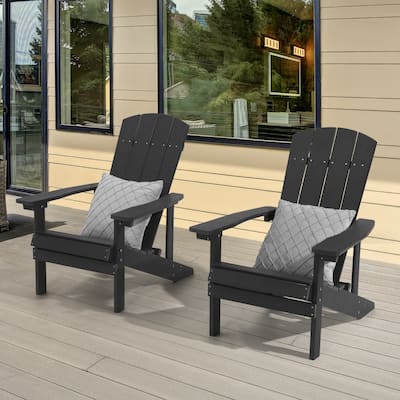 Bonosuki Patio Faux Wood Adirondack Chair Weather Resistant-Set of 2