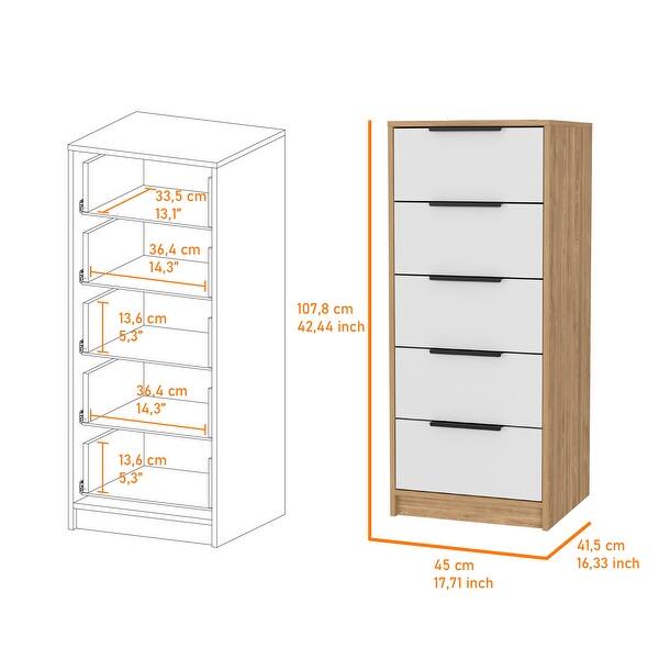 Rectangle A Resser 5-Drawer Rectangle Dresser White and Light Oak - Bed Bath & Beyond ...