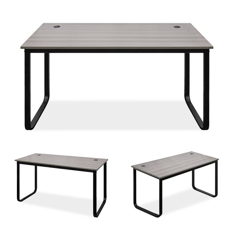 Modern Black Meatal Computer Office Desk Personal With Storage shelves