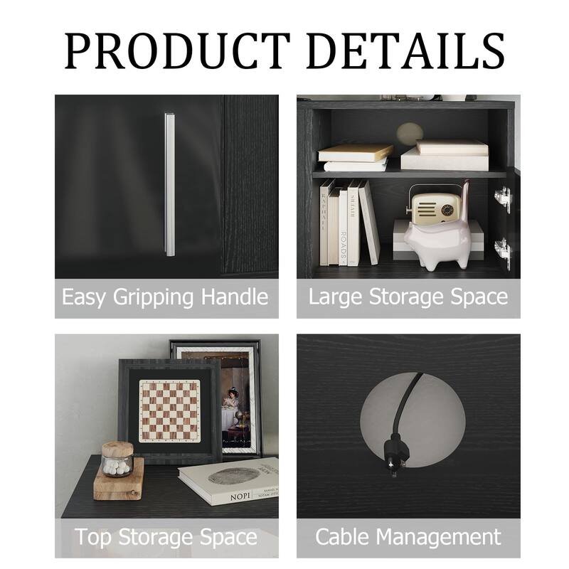 80" Modern Electric Fireplace TV Stand with 20-Color LED Lights, Fits Up to 90" TV, Adjustable Shelves & Cable Management