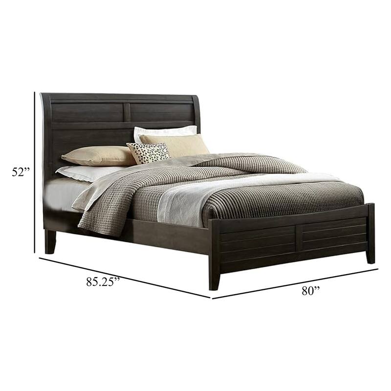 Lyna King Size Bed, Curved Headboard, Rich Walnut Brown Solid Wood
