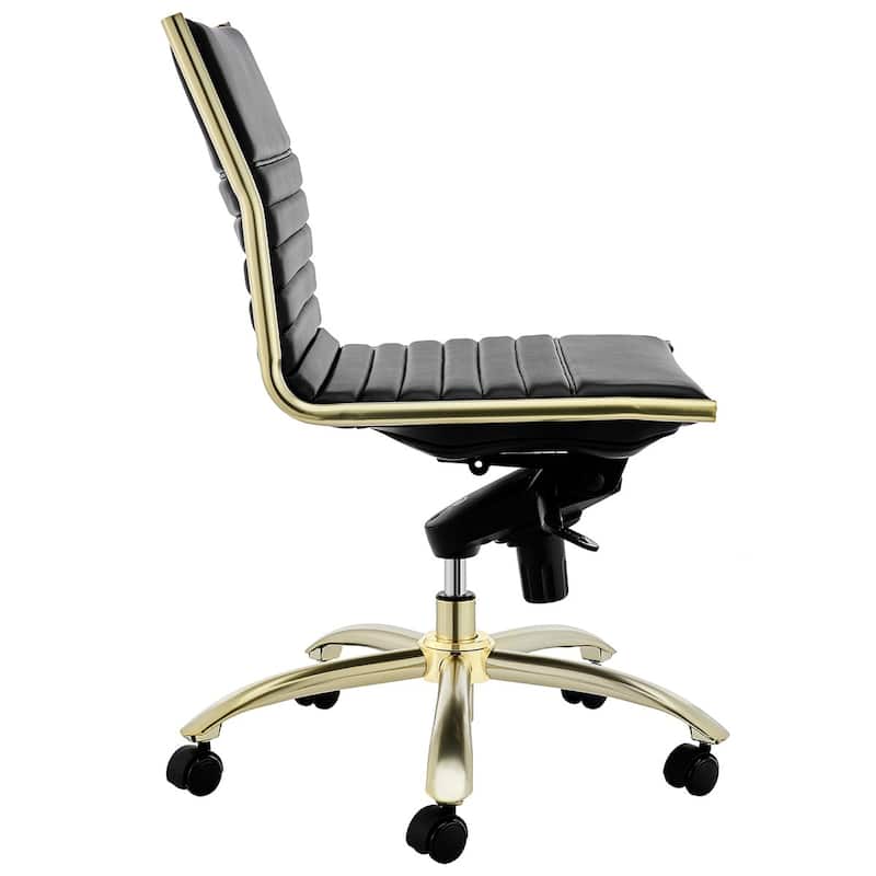 Executive Black and Gold Low Back No Arm Office Chair - 26.38" W x 38.19" H x 25.99" D