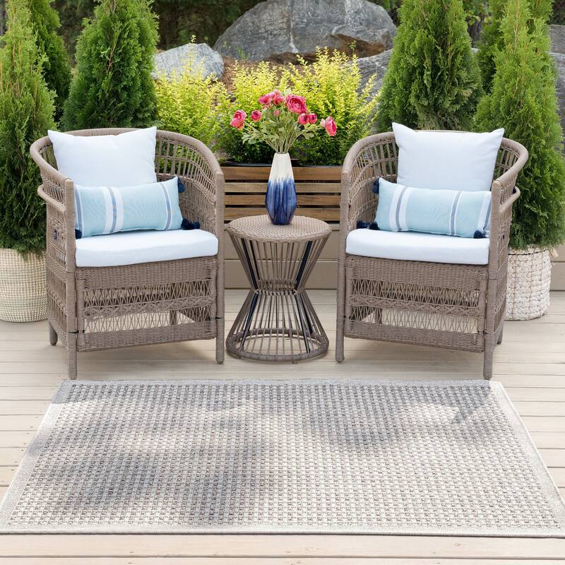 Dennis Coastal Windowpane Indoor/Outdoor Area Rug