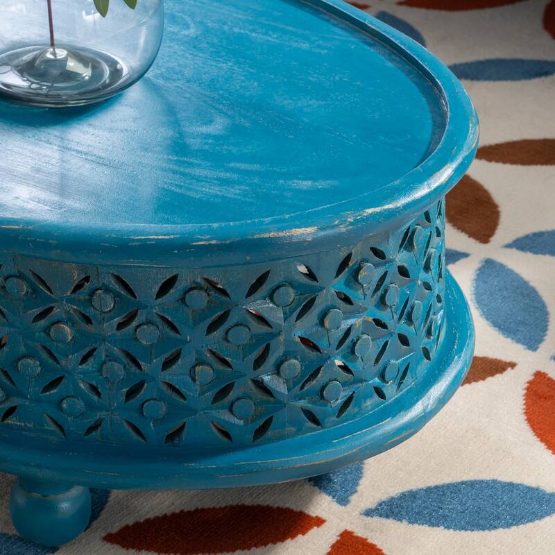 Linon Jennifer Boho Oval Coffee Table