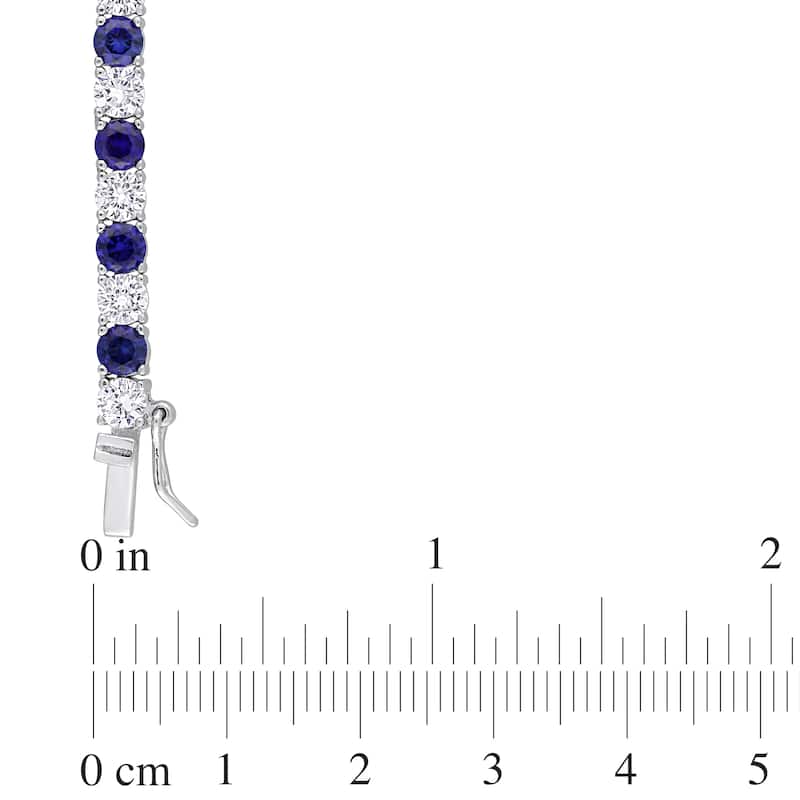 Miadora 47 1/4ct TGW Created Blue and White Sapphire Tennis Bracelet and Necklace Set Sterling Silver