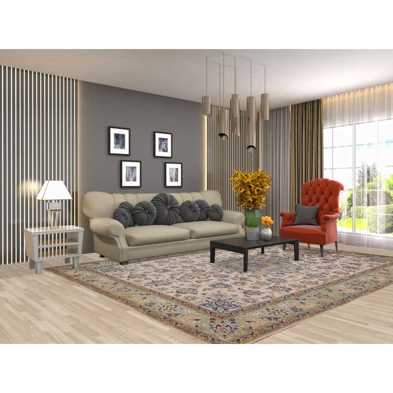 Hand Knotted Oriental 100% Wool Carpet Traditional Floral Beige & Ivories Najafabad Area Rug - 10' 9'' X 8' 2''