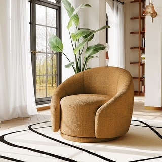 35" Wide Velvet/ Boucle Swivel Barrel Accent Chair