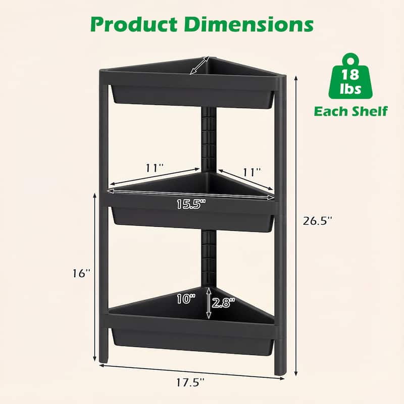 Gymax 2-Pack 3-Tier Shelf w/Detachable Design & Drainage Holes